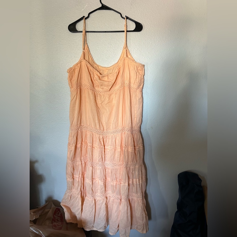 Peach Embroidered sequins maxi Dress - Picture 9 of 11